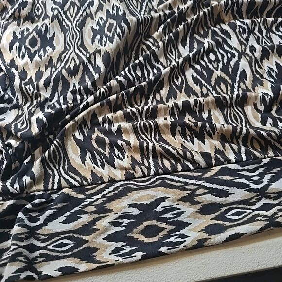 French‎ Laundry Large L Cardigan Aztec Black Geometric 3/4 Sleeve Open Stretch - Picture 6 of 8